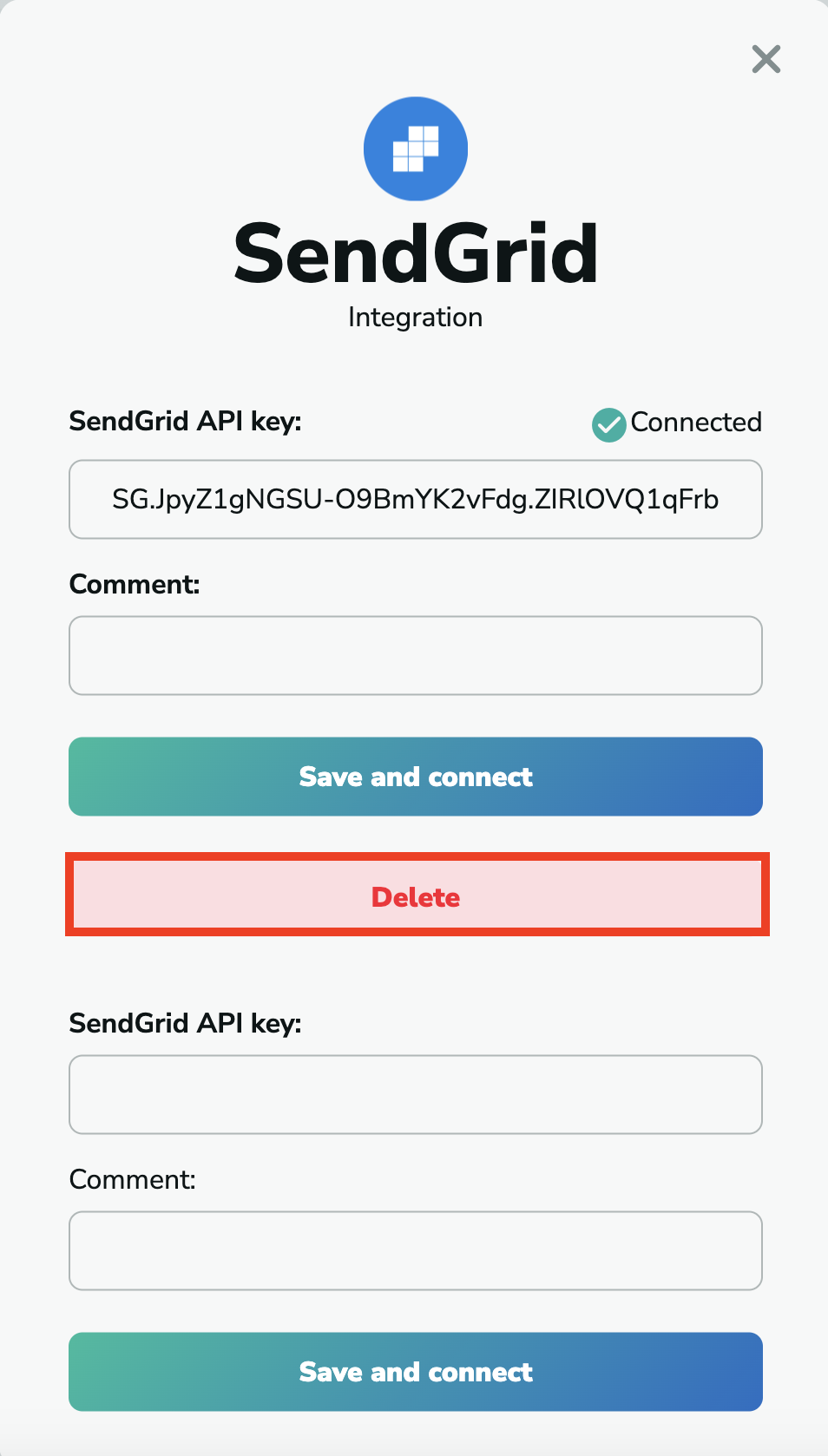 SendGrid delete integration from MillionVerifier