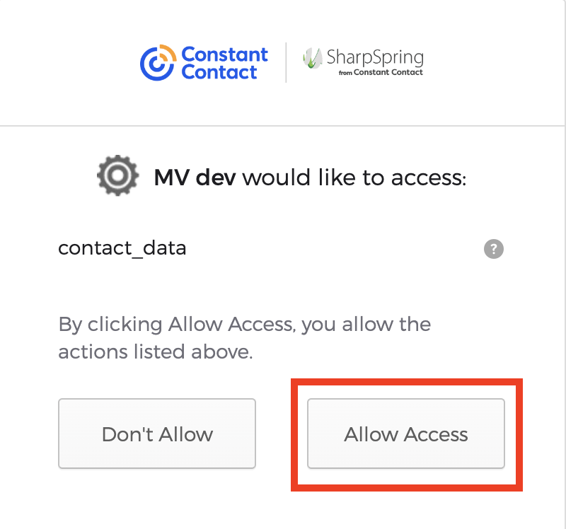 Constant Contact allow access to integration in MillionVerifier