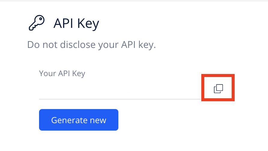 Reply copy API Key for integration in MillionVerifier