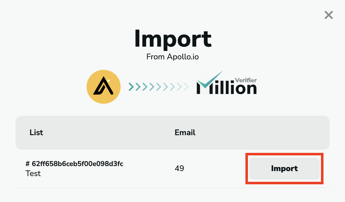 Apollo.io import emails to MillionVerifier