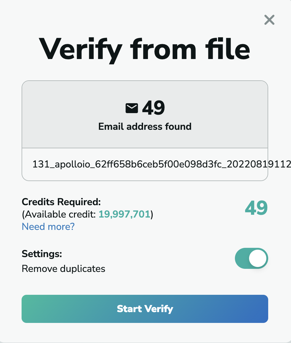 Apollo.io email verification in MillionVerifier