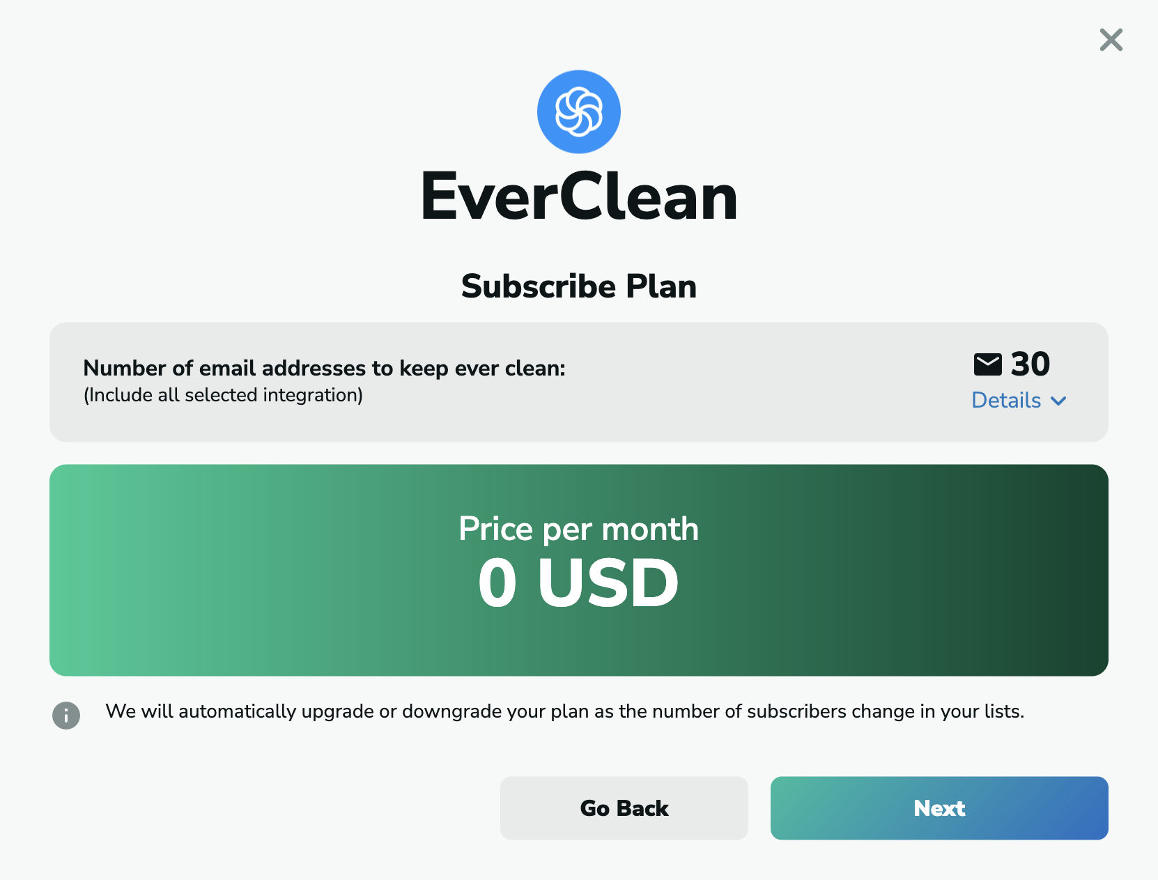 Mailchimp EverClean price in MillionVerifier