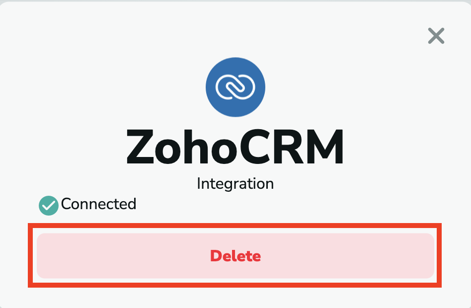 Zoho CRM delete integration from MillionVerifier