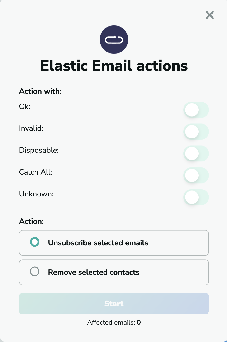 Elastic Email actions in MillionVerifier