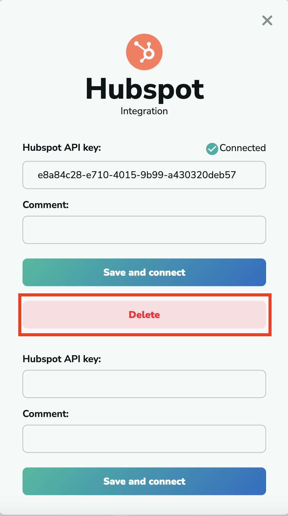Hubspot delete integration in MillionVerifier
