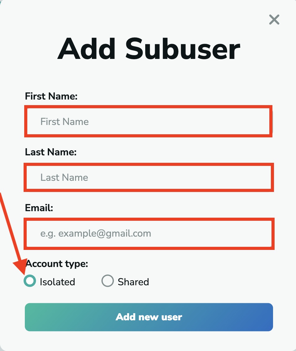 Add isolated subuser in MillionVerifier