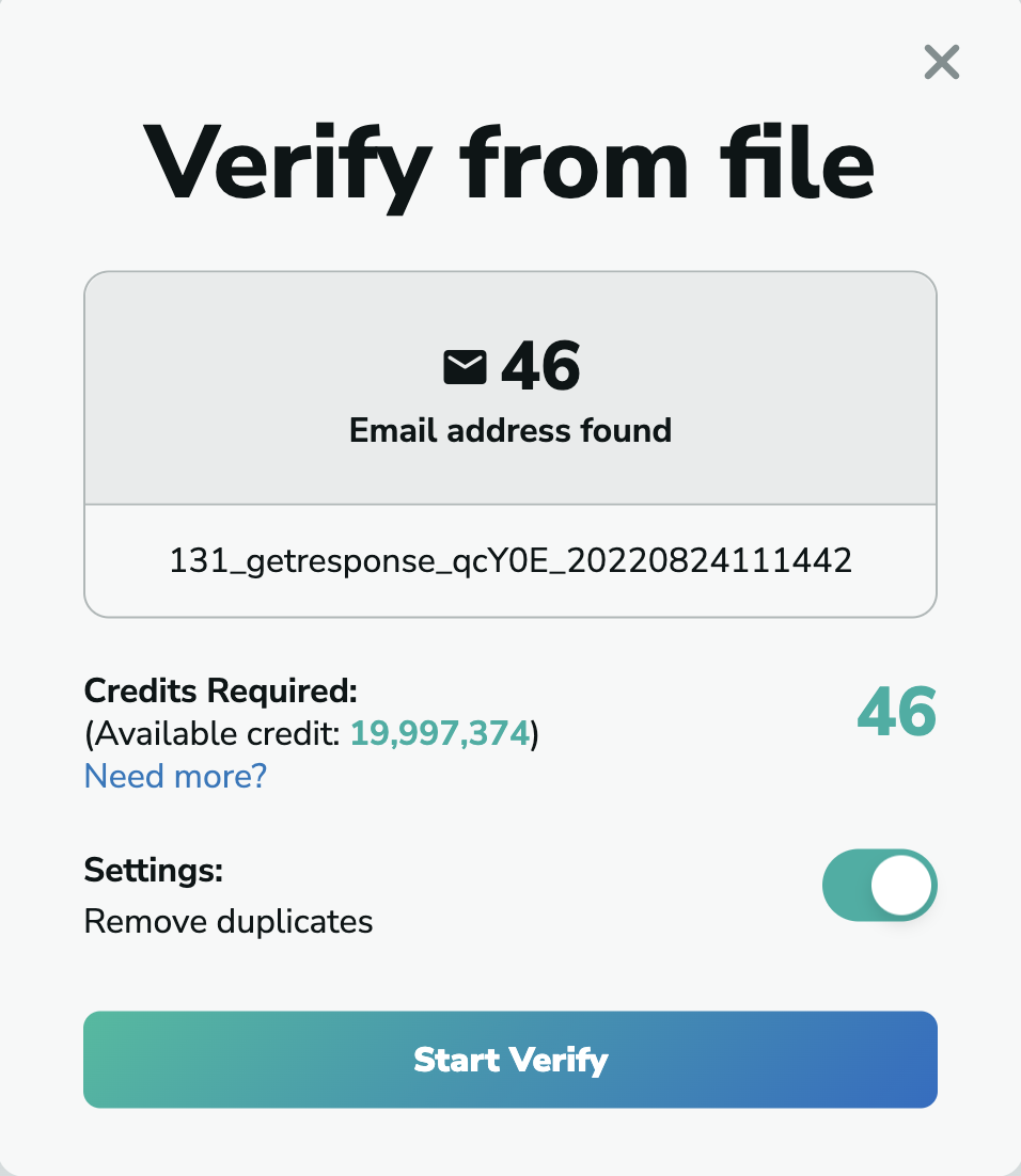 Getresponse email verification in MillionVerifier 