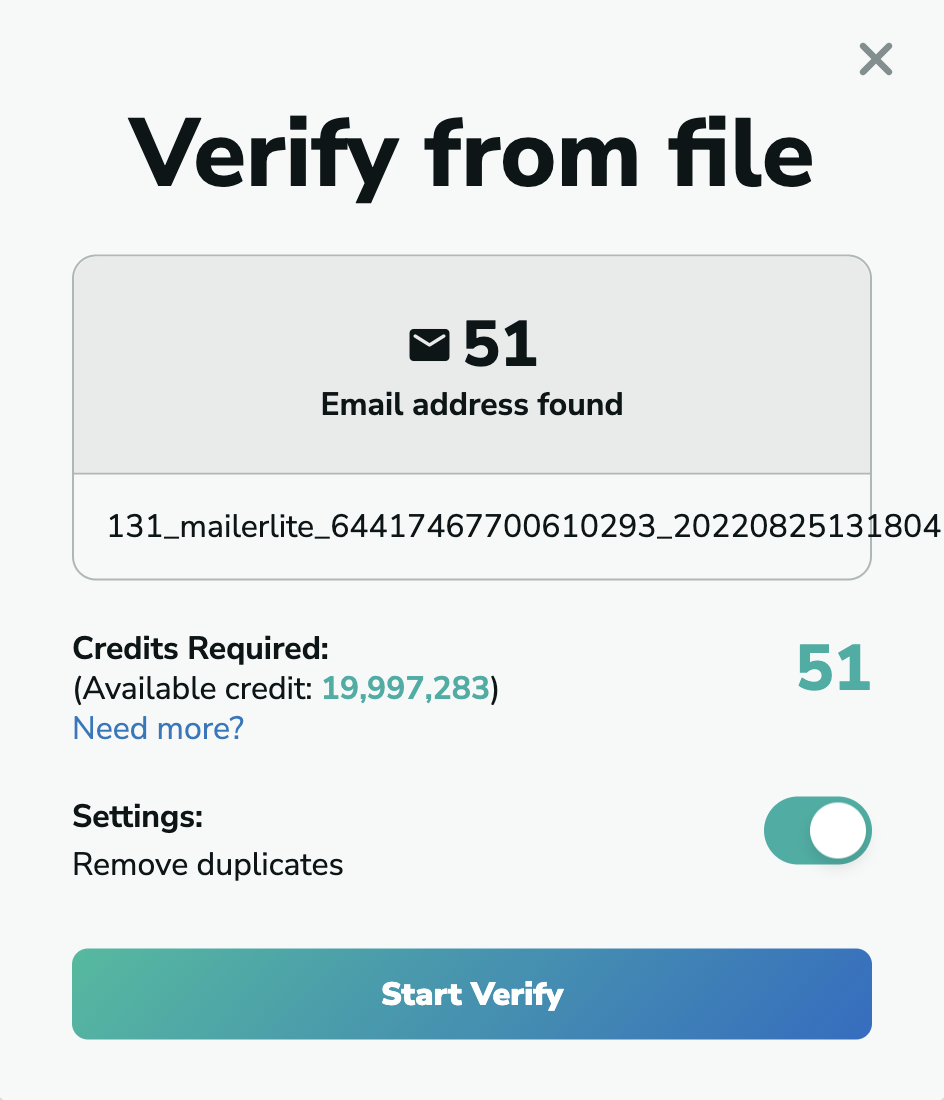MailerLite email verification in MillionVerifier