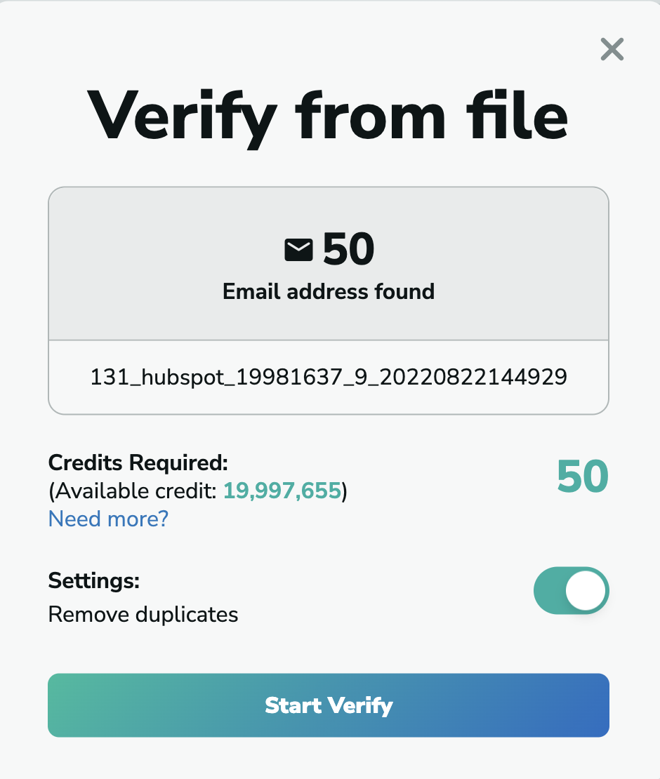 Hubspot email verification in MillionVerifier