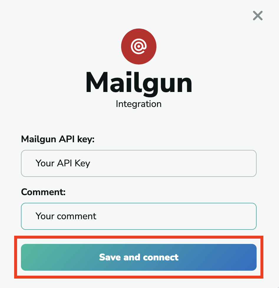 Mailgun API Key paste for MillionVerifier