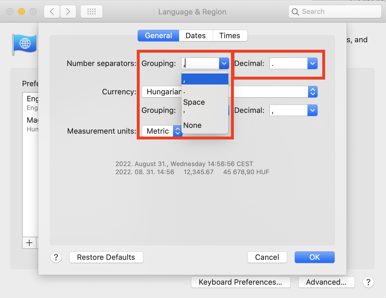 Default grouping separator comma on Mac for MillionVerifier report setup