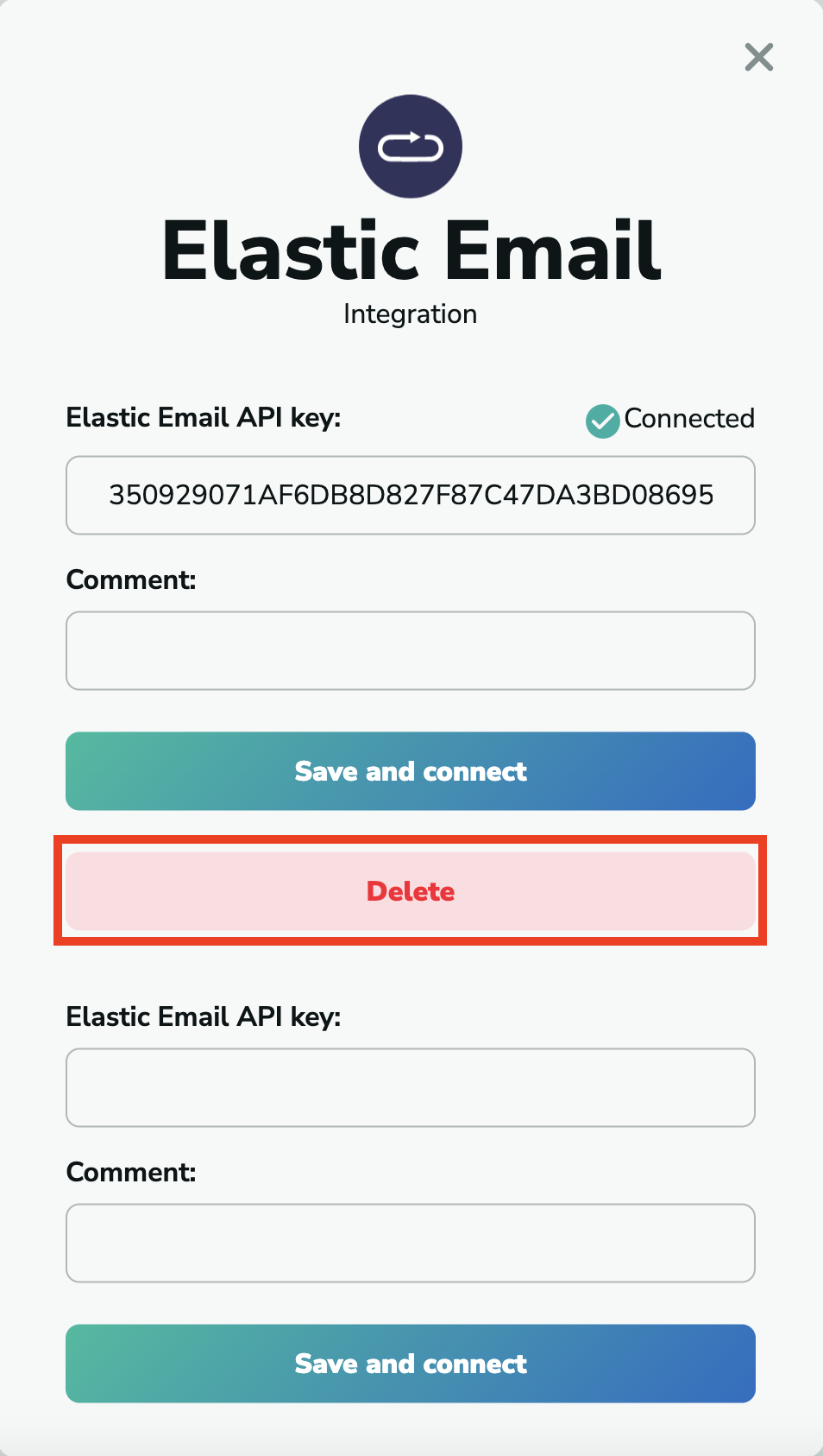 Elastic Email delete integration in MillionVerifier