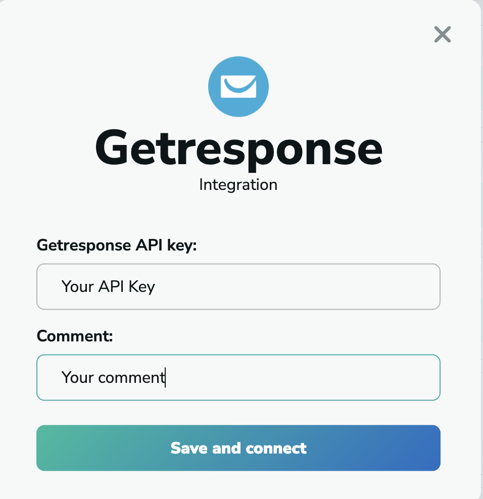 Getresponse paste API Key for MillionVerifier integration