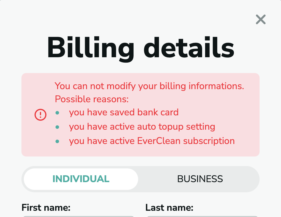 Reasons for not changing billing details in MillionVerifier