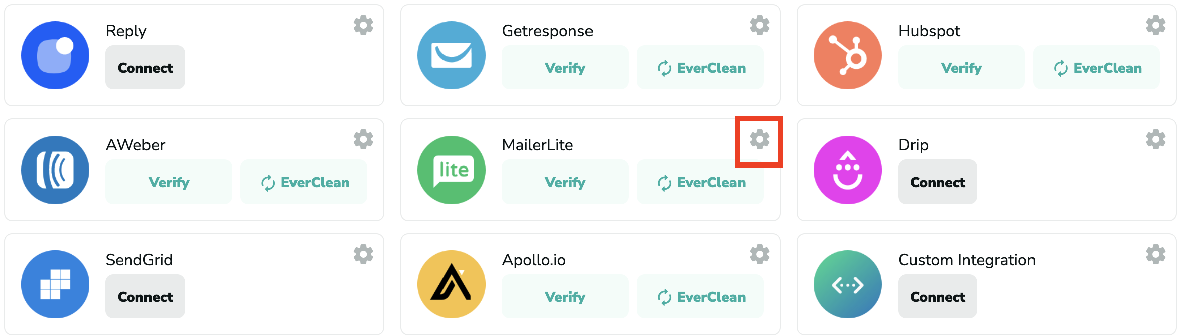 MailerLite disconnect integration from MillionVerifier list