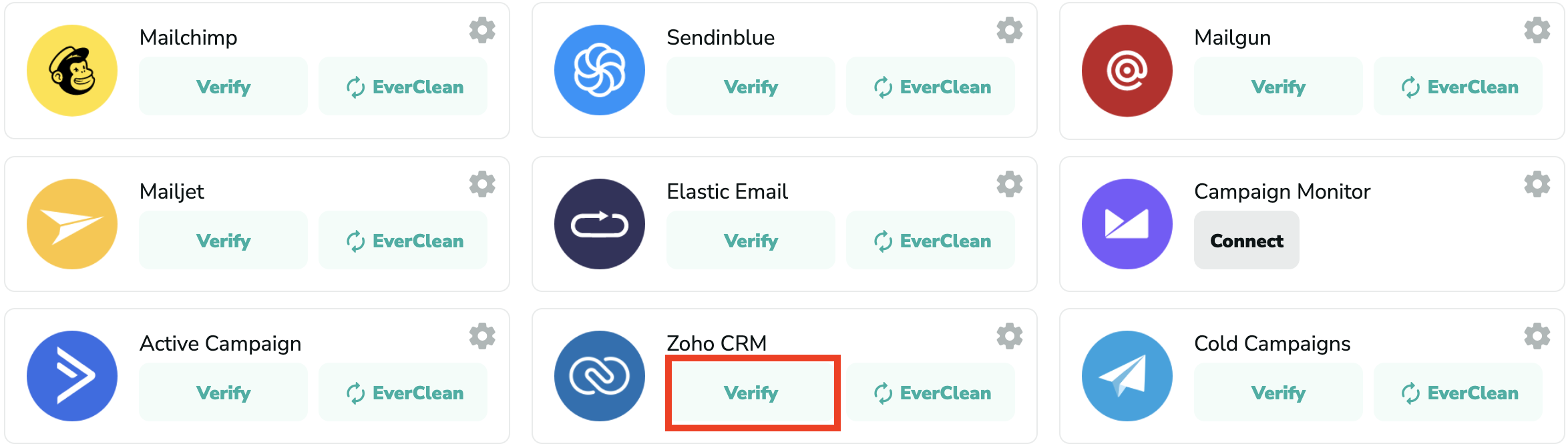 Zoho CRM verification in MillionVerifier list