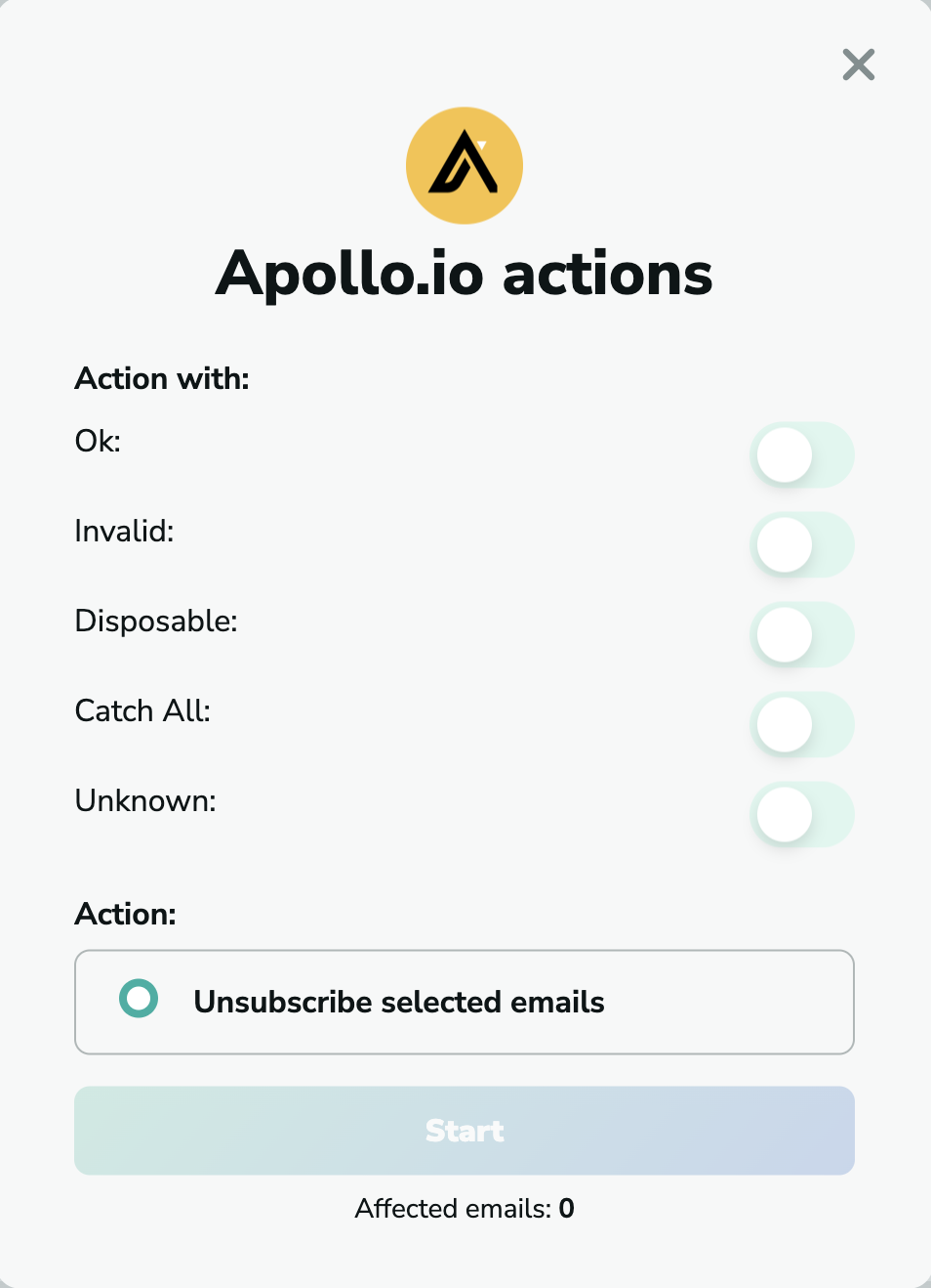 Apollo.io actions in MillionVerifier