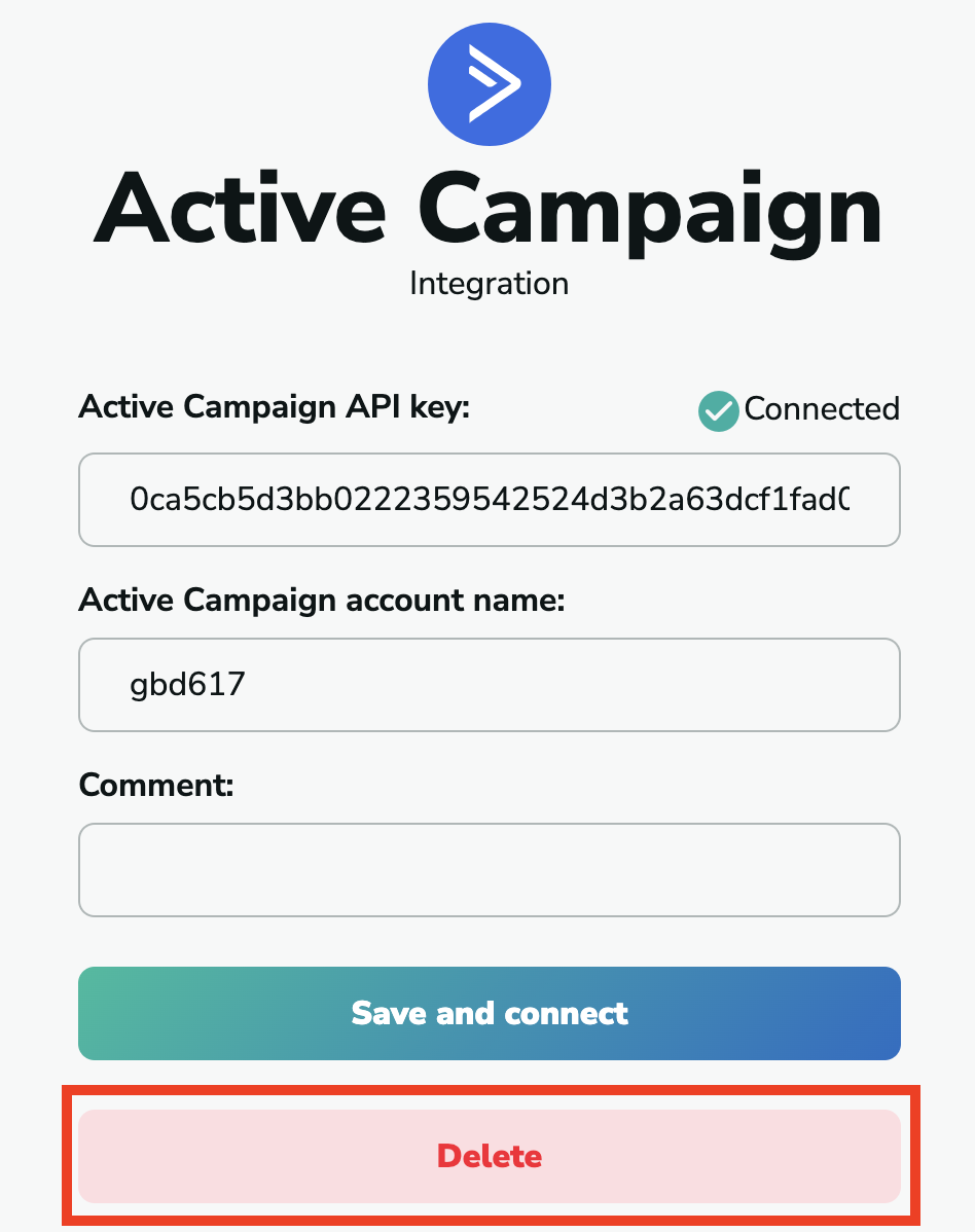 Active Campaign delete integration in MillionVerifier